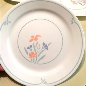 6 Corelle STENCIL GARDEN 10.25 Dinner Plates by Corning - USA Made